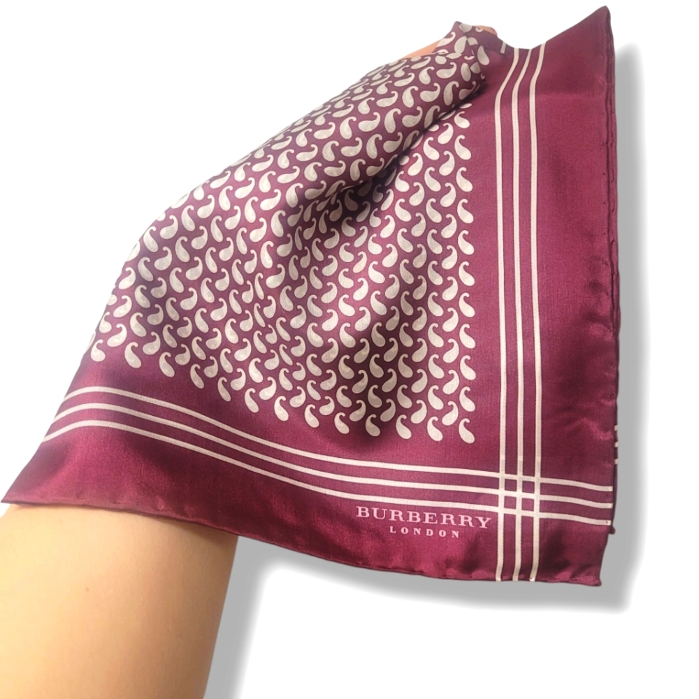 Burberry Silk, Burgundy Pocketsquare, scarf